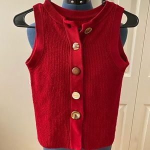 Anthropologie Red Multi Button Knitted Vest - XS
